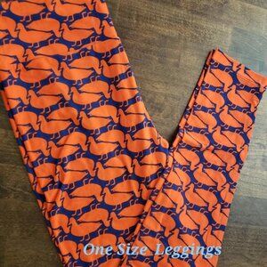 NEW LuLaRoe Orange Blue Duck Geese Bird Leggings OS Size 2-10 Comfy Stretchy